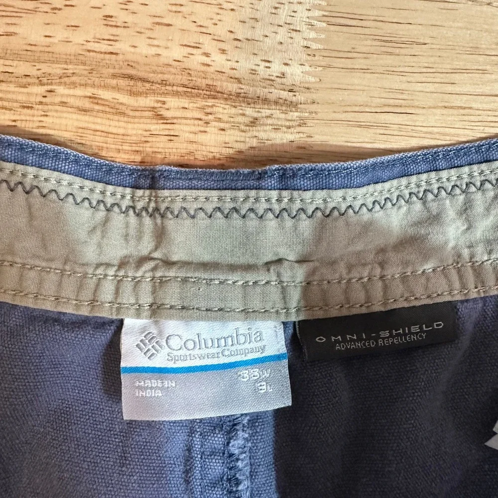Columbia Shorts Mens 38 Casual Performance Fishing Outdoor Cotton Blue